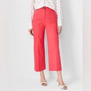 Ann Taylor The Kate Wide Leg Crop Pant in Deep Coral Curvy Fit Womens Size 8